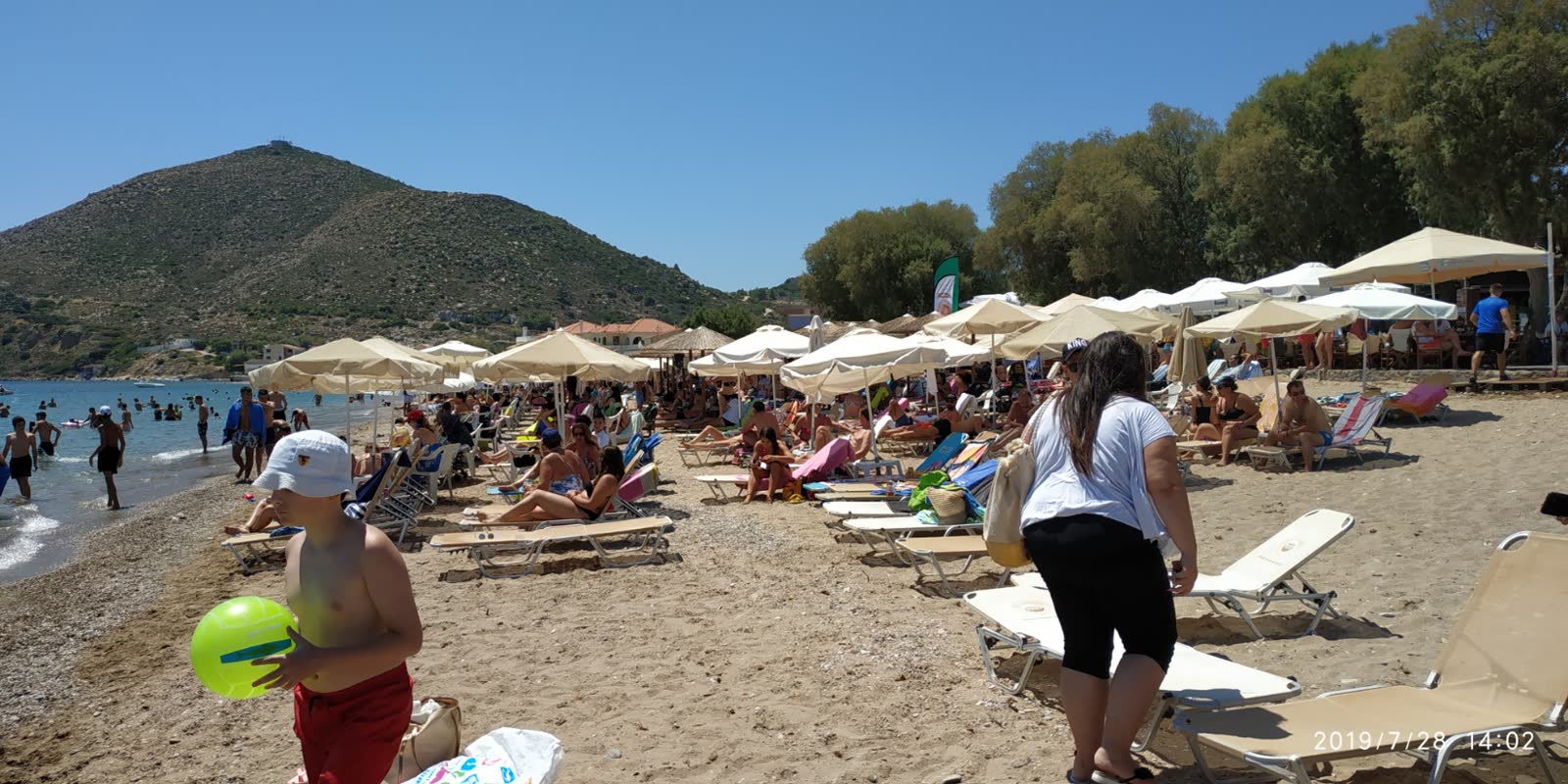 Komi beach with golden sand, Chios